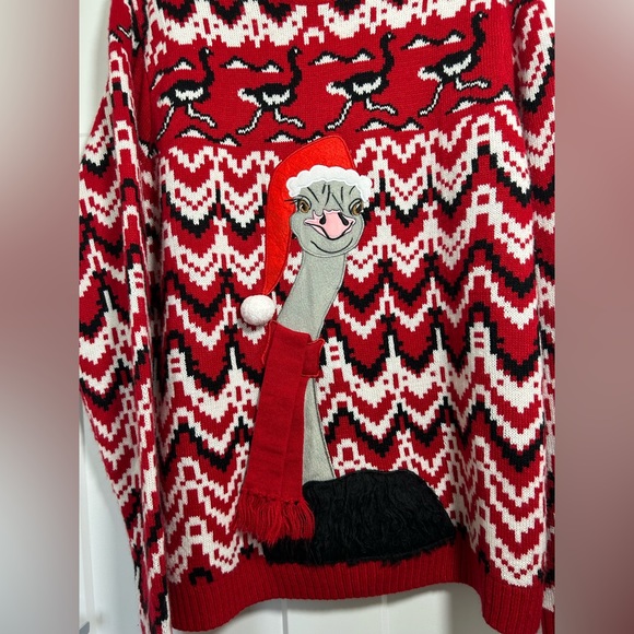 Plus size Christmas sweater, Ostrich Santa - Picture 3 of 9